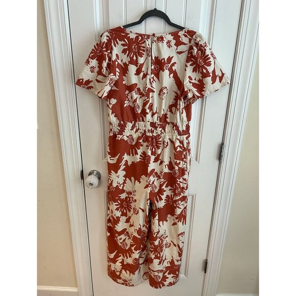 Anthropologie Somerset‎ Terracotta Floral Wide-Leg Jumpsuit Size M - Picture 6 of 7